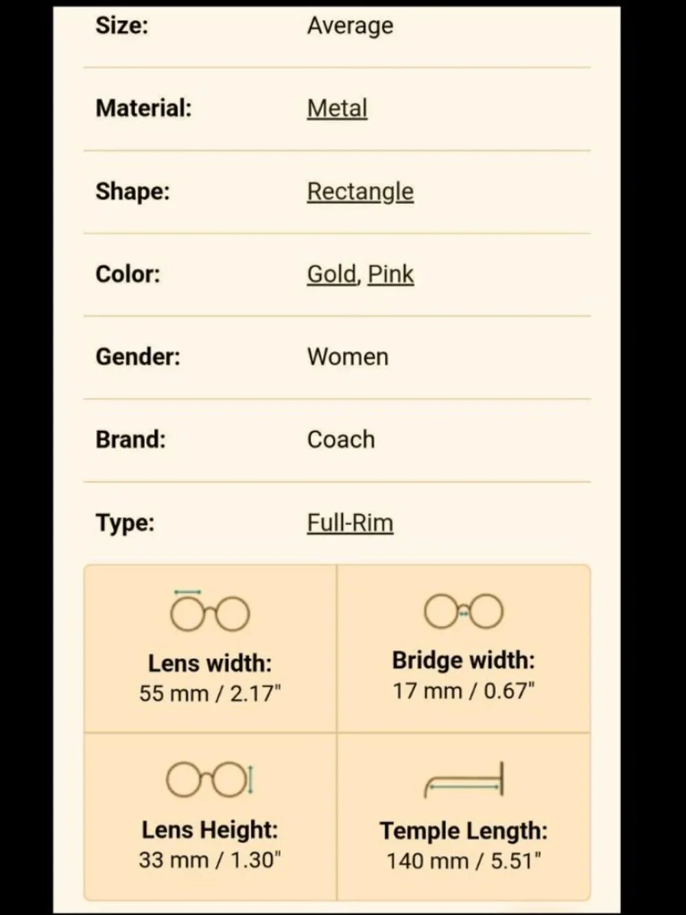Rose Gold Coach Glasses